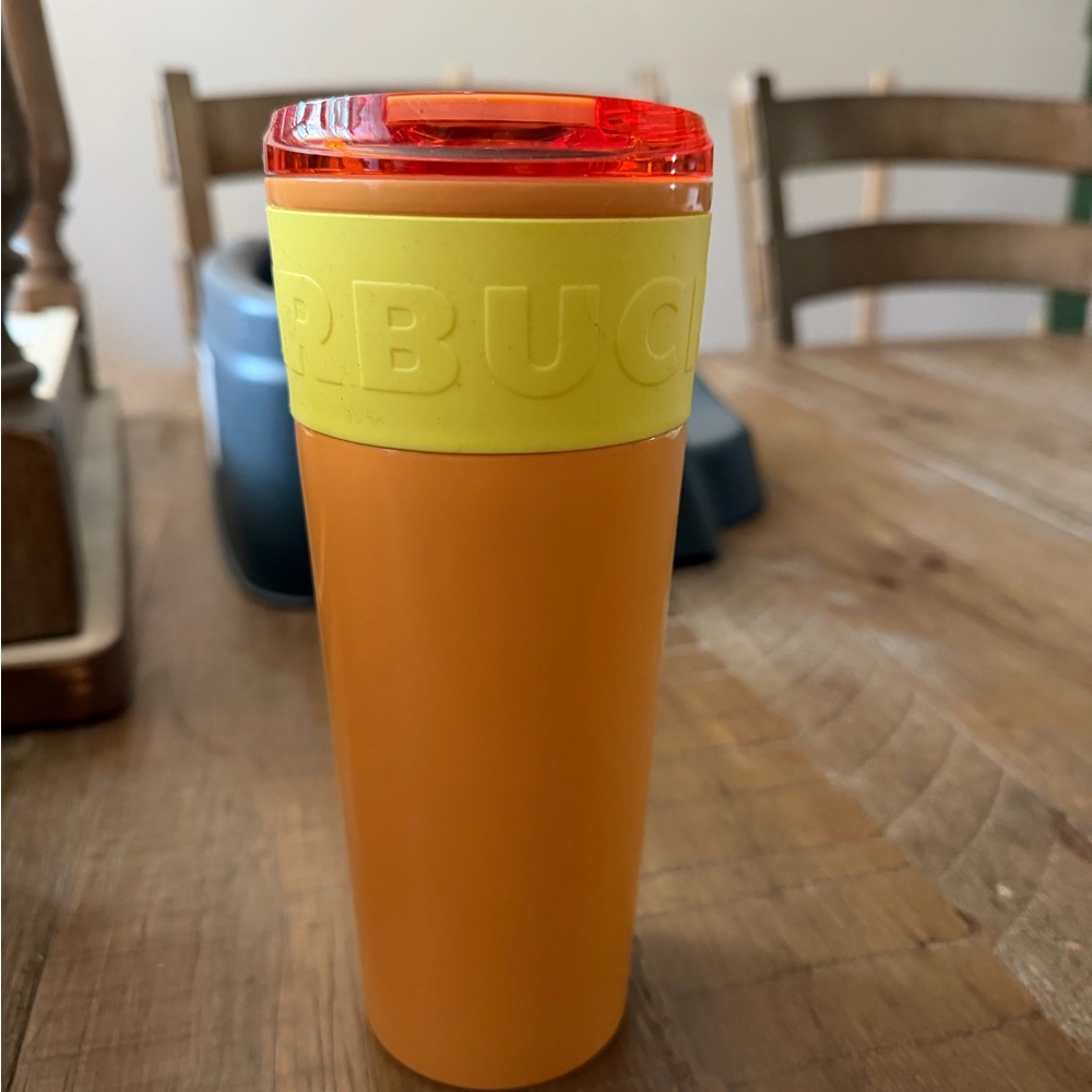 Starbucks Bright Orange Tumbler with Red Lid